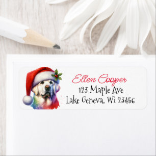 Weißer Labrador in der Weihnachtsmannmütze Weihnac