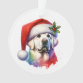 Weißer Labrador in der Weihnachtsmannmütze Weihnac Ornament (Vorderseite)