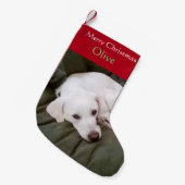 Weißer Labrador Mix Niedlicher Hund Kleiner Weihnachtsstrumpf (Vorderansicht (hängend))