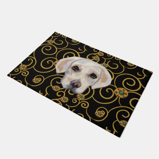 Weißer Labrador Retriever Fußmatte (Schrägansicht)
