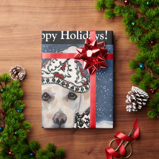 WEIßER LABRADOR RETRIEVER GESCHENKPAPIER (Feiertagsgeschenk)