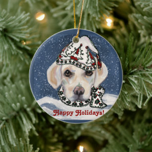 WEIßER+LABRADOR+RETRIEVER  KERAMIK ORNAMENT