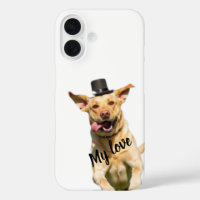 Weißer Labrador Retriever mit Zylinder iPhone 16 H