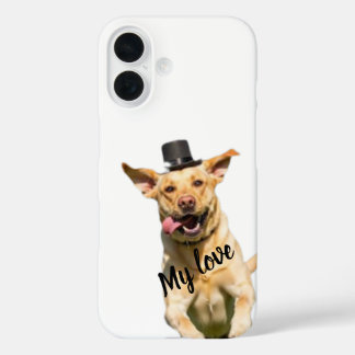 Weißer Labrador Retriever mit Zylinder iPhone 16 H Hülle