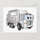 Weißer Lächelnder Cartoon Garbage Truck Postkarte (Vorderseite)