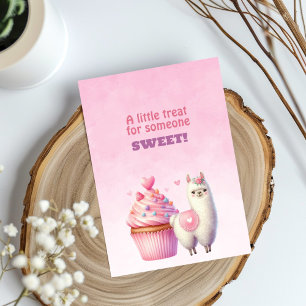 Weißer Lama Großer Rosa Cupcake Valentinstag Süß  Feiertagskarte