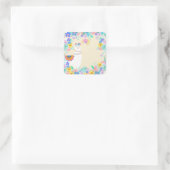 Weißer Lama und Regenbogen Fiesta Cinco de Mayo Quadratischer Aufkleber (Tasche)