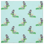 weißer Lammdruck des schwarzen Lamms Stoff (Muster)