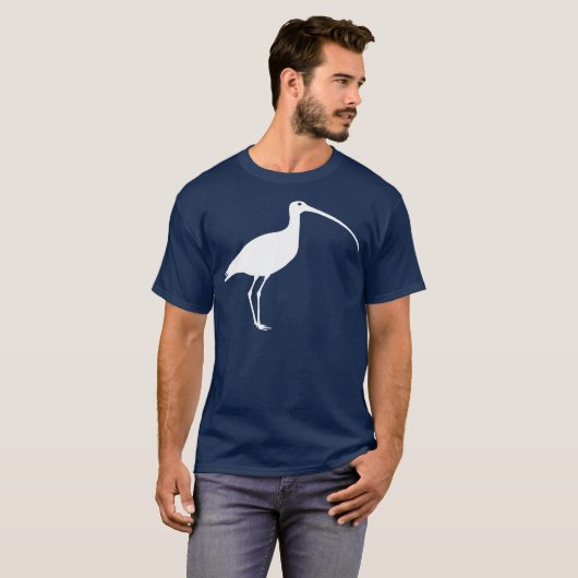Weißer langer berechneter Brachvogel-Vogel T-Shirt (Vorne ganz)
