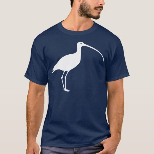 Weißer langer berechneter Brachvogel-Vogel T-Shirt (Vorderseite)