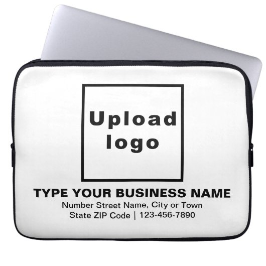 Weißer Laptop-Sieb mit Markenbezeichnung Laptopschutzhülle (Vorderseite)
