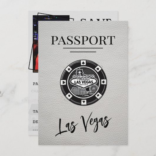 Weißer Las Vegas Pass Save the Date (Vorne/Hinten)