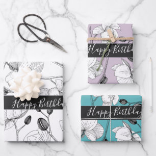 Weißer Lavateur, türkisfarben Geschenkpapier Set