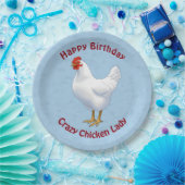 Weißer Leghorn Hühnerhenne Pappteller (Party)