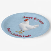 Weißer Leghorn Hühnerhenne Pappteller (Schrägansicht)