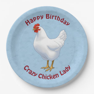 Weißer Leghorn Hühnerhenne Pappteller