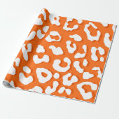 Weißer Leopard Druckorange Geschenkpapier (Ungerollt)