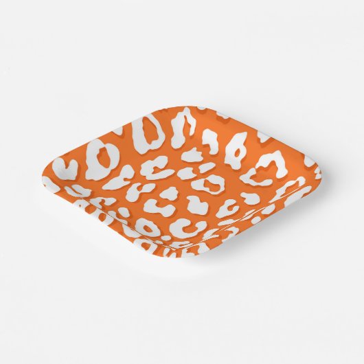 Weißer Leopard Druckorange Pappteller (Gewinkelt)