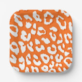 Weißer Leopard Druckorange Pappteller (Vorderseite)