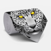 Weißer Leopard mit Gelb mustert Krawatte (Gerollt)