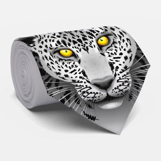 Weißer Leopard mit Gelb mustert Krawatte (Gerollt)
