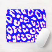 Weißer Leopard Print Blue Pink Mousepad (Mit Mouse)