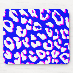 Weißer Leopard Print Blue Pink Mousepad
