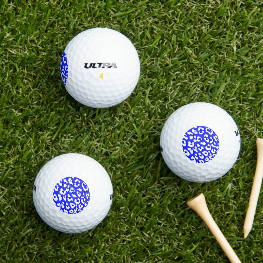 Weißer Leopard Print Dark Blue Golfball (Insitu Gras)