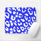 Weißer Leopard Print Dark Blue Mousepad (Mit Mouse)