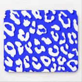 Weißer Leopard Print Dark Blue Mousepad (Vorne)