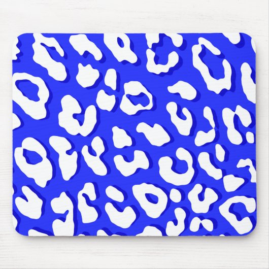 Weißer Leopard Print Dark Blue Mousepad (Vorne)
