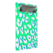 Weißer Leopard Print Green Blue Mini Klemmbrett (Schrägansicht)