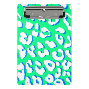 Weißer Leopard Print Green Blue Mini Klemmbrett