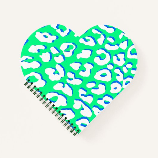 Weißer Leopard Print Green Blue Notizblock (Vorderseite)