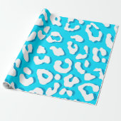 Weißer Leopard Print Light Blue Geschenkpapier (Ungerollt)