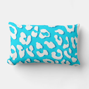 Weißer Leopard Print Light Blue Lendenkissen
