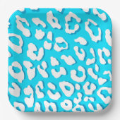 Weißer Leopard Print Light Blue Pappteller (Vorderseite)