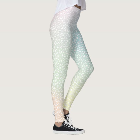 Weißer Leopard Print Pastell Gradient Leggings (Rechts)