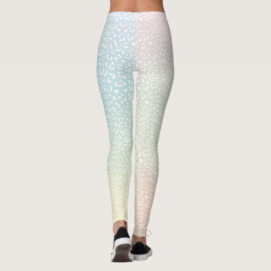 Weißer Leopard Print Pastell Gradient Leggings (Rückseite)