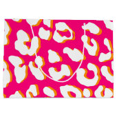 Weißer Leopard Print Pink Orange Große Geschenktüte (Rückseite)
