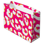 Weißer Leopard Print Pink Orange Große Geschenktüte (Rückseite Schrägansicht)