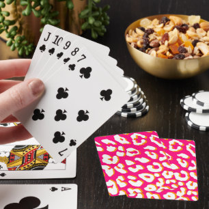 Weißer Leopard Print Pink Orange Spielkarten