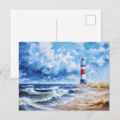 Weißer Leuchtturm der Ostseeküste. Kunst Postkarte (Vorne/Hinten)
