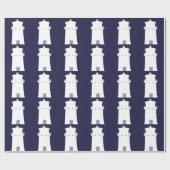 Weißer Leuchtturm im Marine-Blauhintergrund Geschenkpapier (Flach)