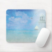 Weißer Leuchtturm und Segelboot Mousepad (Mit Mouse)