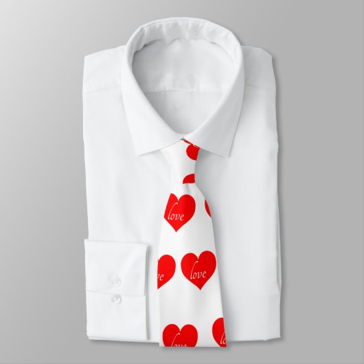 Weißer Liebe mit rotem Herzen Krawatte (Gebunden)