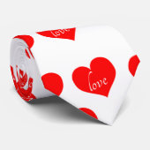 Weißer Liebe mit rotem Herzen Krawatte (Gerollt)