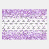 Weißer lila Konfetti Glitzer Geburtstag Geschenkpapier Set (Vorderseite 2)