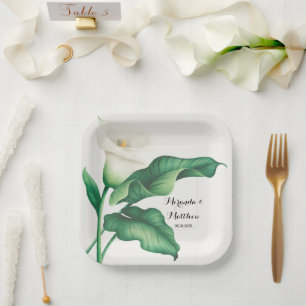 Weißer Lilie mit grüner Foliage Pappteller