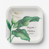 Weißer Lilie mit grüner Foliage Pappteller (Vorderseite)